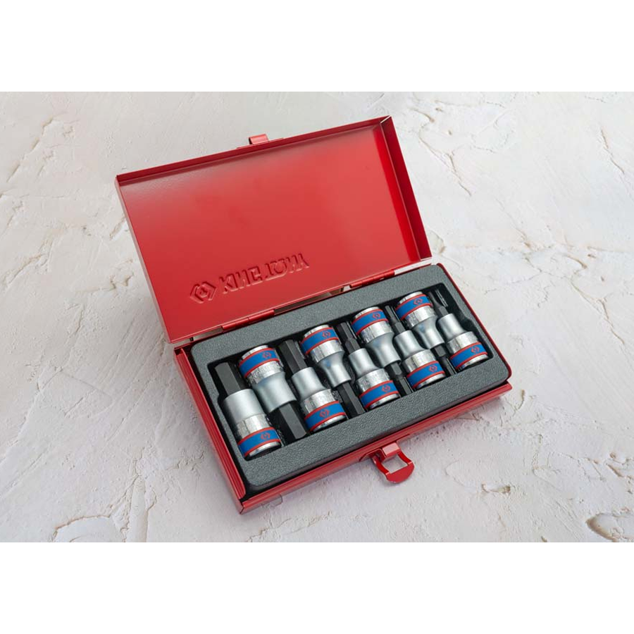 KING TONY Profi-Werkzeuge - 1/2" 6-Kant Steckschlüssel-Set - 9 tlg. 4110PR