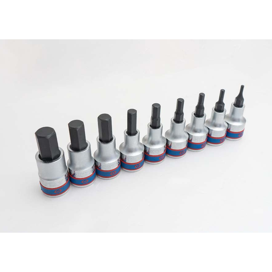 KING TONY Profi-Werkzeuge - 1/2" 6-Kant Steckschlüssel-Set - 9 tlg. 4110PR