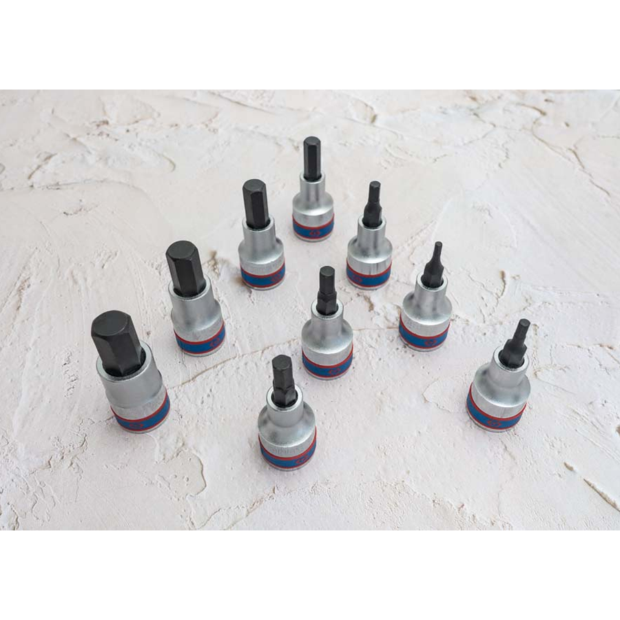 KING TONY Profi-Werkzeuge - 1/2" 6-Kant Steckschlüssel-Set - 9 tlg. 4110PR