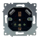 ASLO 230 V USB Schuko Steckdose mit 2 x USB Aluminium RAL 9006 - 10 Stück - ASE202023ALC - 12,95€/Stk.