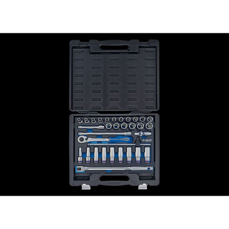 KING TONY Profi-Werkzeuge - 1/2" 6-Kant Steckschlüssel-Set, EVAWAVE, Zubehör - 32 tlg. 4532MRE10