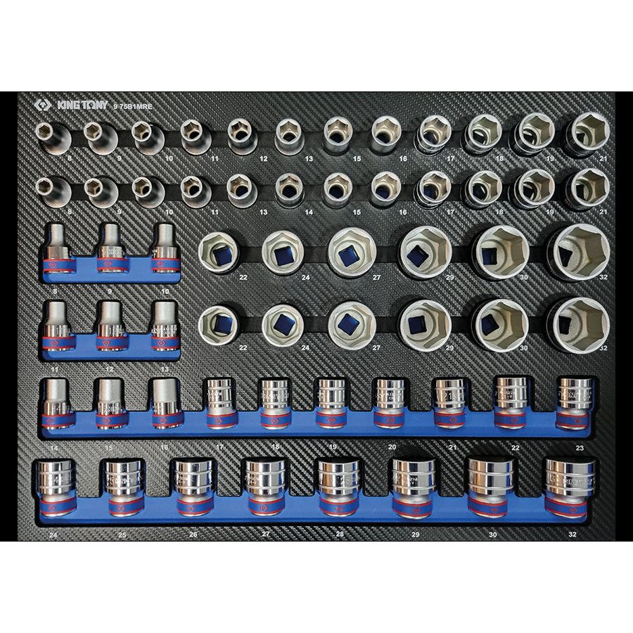 KING TONY Profi-Werkzeuge - 1/2" 6-Kant-Bit-Einsätze - 60 tlg. DISPLAY 975B1MRE