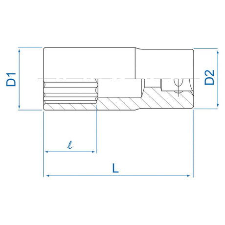 KING TONY Profi-Werkzeuge - 1/2" Steckschlüssel, metrisch, lang - 32 mm 423032M