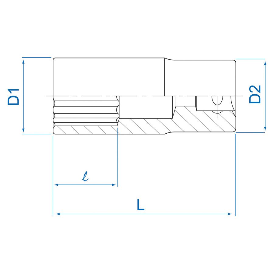 KING TONY Profi-Werkzeuge - 1/2" Steckschlüssel, metrisch, lang - 19 mm 423019M