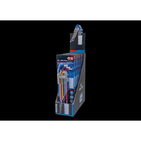 KING TONY Profi-Werkzeuge - Display 6-Kantschlüssel-Set, runder Kopf, extra lang - 8 tlg. 20109MWS