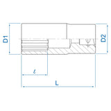 KING TONY Profi-Werkzeuge - 1/2" Steckschlüssel, metrisch, lang - 9 mm 423509M