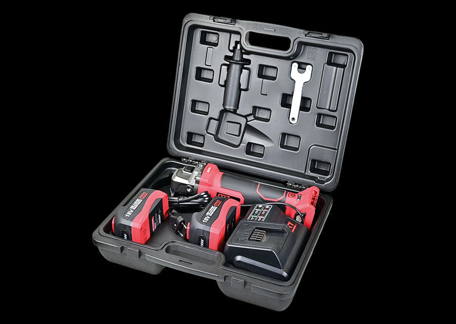 M7 Power-Werkzeuge - Akku-Winkelschleifer 18V mit Ladegerät + 2 Akku - 5Ah DG501A