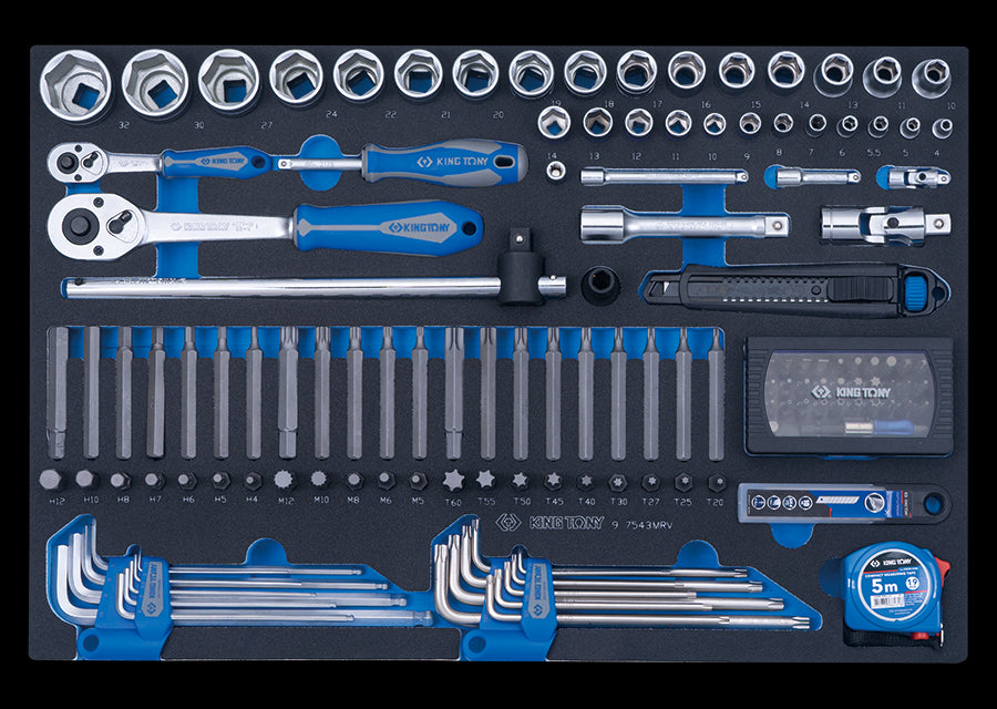 KING TONY Profi-Werkzeuge - 1/4"+ 1/2" Steckschlüssel-Set, metrisch - 143 tlg. 97543MRV