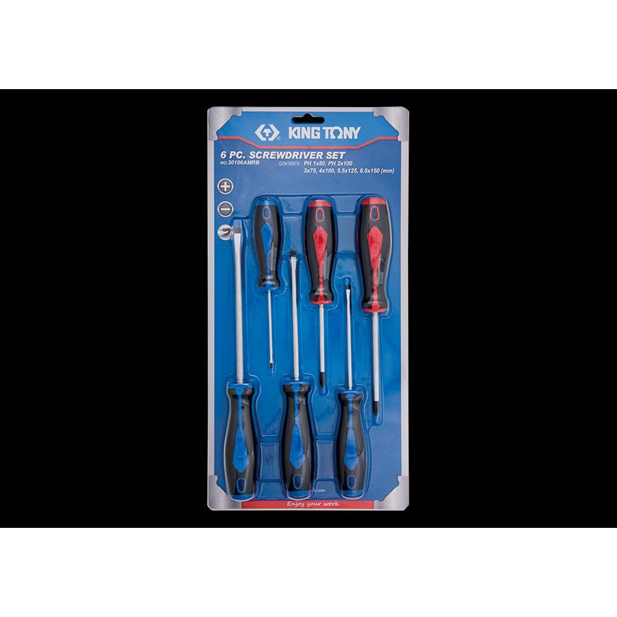 KING TONY Profi-Werkzeuge - Schlitz- und PHILLIPS®-Schraubendreher-Set - 6  tlg. 30106AMRB