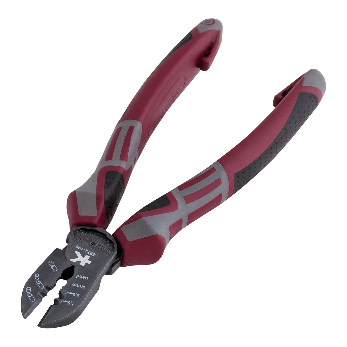 Kraftwerk Hightech Elektroniker Seitenschneider, mit Abisolier- und Crimpfunktion, 190 mm