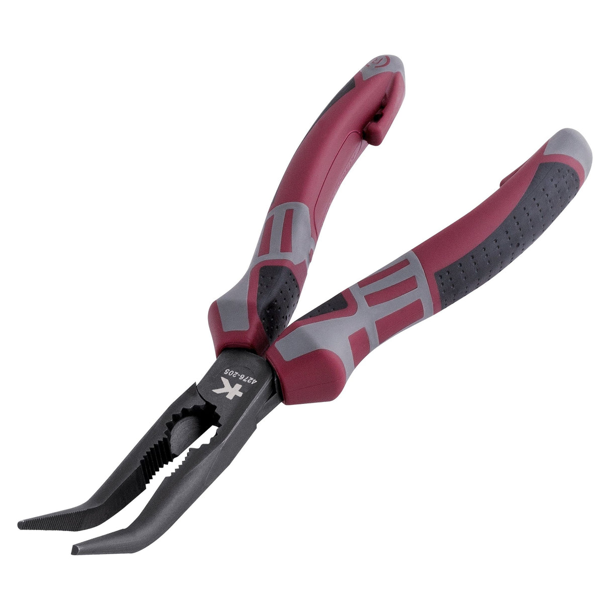 Kraftwerk Hightech Flachrundzange mit Schneide, Storchschnabelzange, 45° abgewinkelt, 205 mm