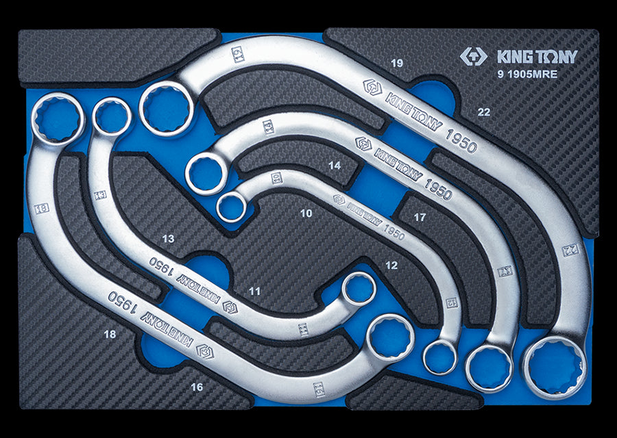 KING TONY Profi-Werkzeuge - Halbmond-Ringschlüsselset, EVAWAVE - 5 tlg. 91905MRE
