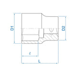 KING TONY Profi-Werkzeuge - 1/2" Steckschlüssel, metrisch - 46 mm 433546M