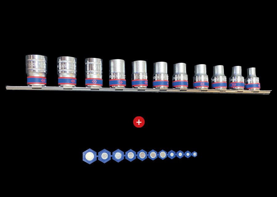 KING TONY Profi-Werkzeuge - Magnet-Einsatz + Steckschlüssel-Set 1/2" P91000M