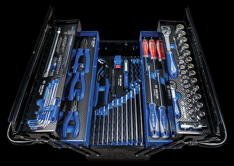KING TONY Profi-Werkzeuge - Komplette Werkzeugkiste, blau - 100  tlg. 902100MKB2