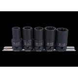KING TONY Profi-Werkzeuge - 1/2" Kraft-Steckschlüsselset, 7/10-Kant Steckleiste - 5 tlg. 9BC4A05MP