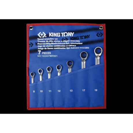 KING TONY Profi-Werkzeuge - Schraubenschlüssel-Set, für Schnellmontage, metrisch - 7 tlg. 122A07MRN01