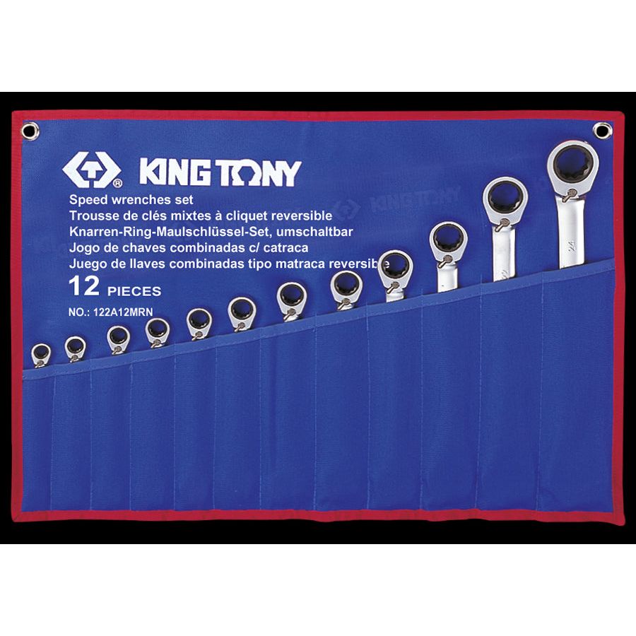 KING TONY Profi-Werkzeuge - Schraubenschlüssel-Set, für Schnellmontage, Zoll - 12 tlg. 122A12MRN