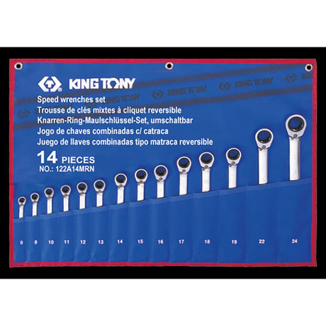 KING TONY Profi-Werkzeuge - Schraubenschlüssel-Set, für Schnellmontage, metrisch - 14 tlg. 122A14MRN