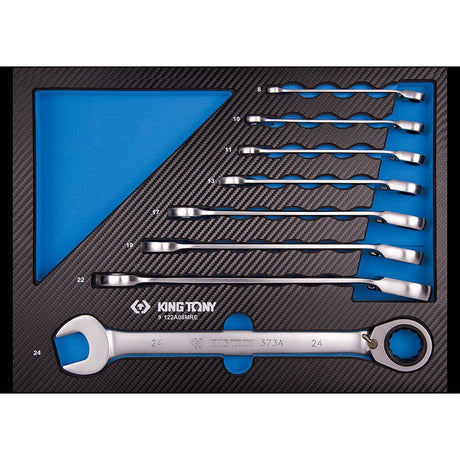 KING TONY Profi-Werkzeuge - Kombi-Schlüssel, EVAWAVE - 8 tlg. 373A 9122A08MRE