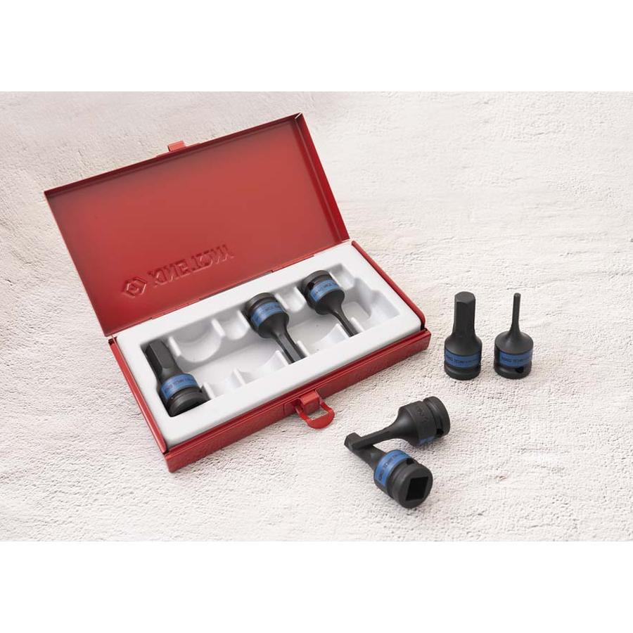 KING TONY Profi-Werkzeuge - 1/2" 6-Kant Kraft-Steckschlüssel - 7 tlg. 4407MP