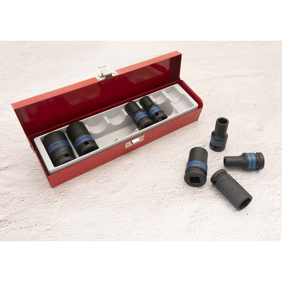 KING TONY Profi-Werkzeuge - 1/2" Kraft-Steckschlüsselset, lang, metrisch - 8 tlg. 4413MP