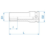 KING TONY Profi-Werkzeuge - 1/2" 6-Kant Kraft-Steckschlüssel, metrisch, dünne Wand - 22mm 441522M