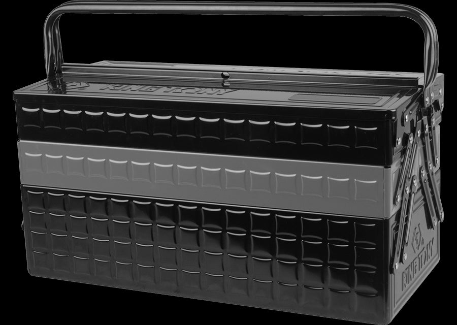 KING TONY Profi-Werkzeuge - Metall-Werkzeugkiste 470x220x260 mm - Schwarz / Grau 87A05A0KG