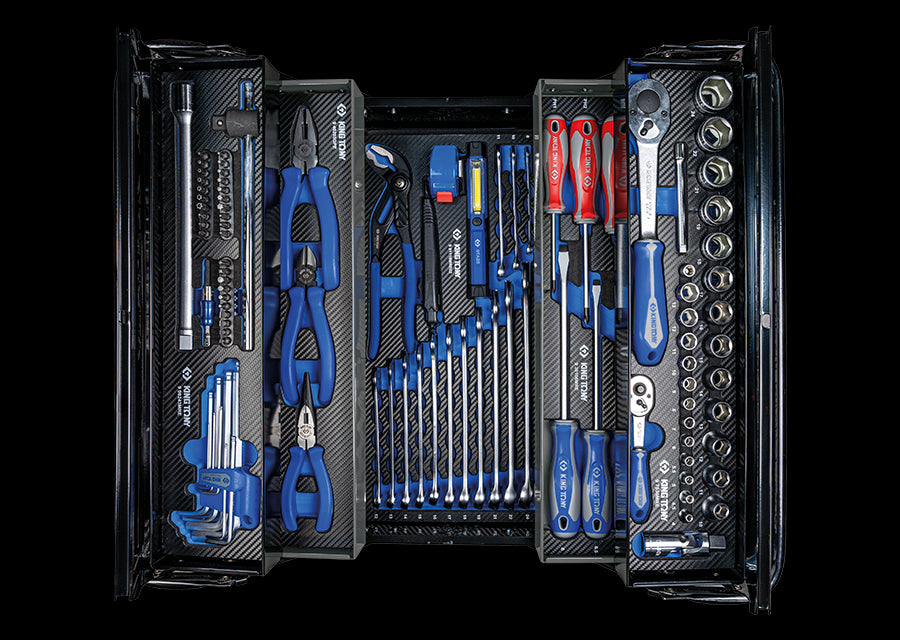 KING TONY Profi-Werkzeuge - Komplette Werkzeugkiste, grau - 100  tlg. 902100MKG2