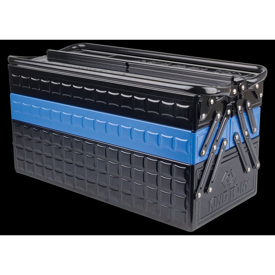 KING TONY Profi-Werkzeuge - XL Metall-Werkzeugkiste 530x220x260 - Schwarz / Blau 87A051A0KB