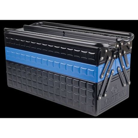 KING TONY Profi-Werkzeuge - XL Metall-Werkzeugkiste 530x220x260 - Schwarz / Blau 87A051A0KB