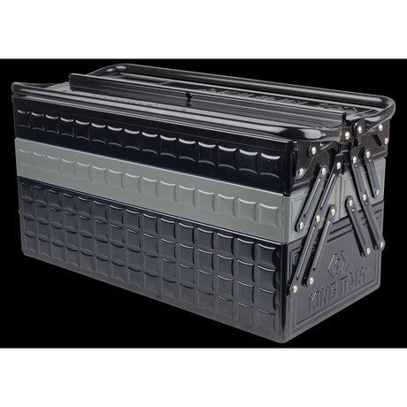 KING TONY Profi-Werkzeuge - XL Metall-Werkzeugkiste 530x220x260 - Schwarz / Grau 87A051A0KG