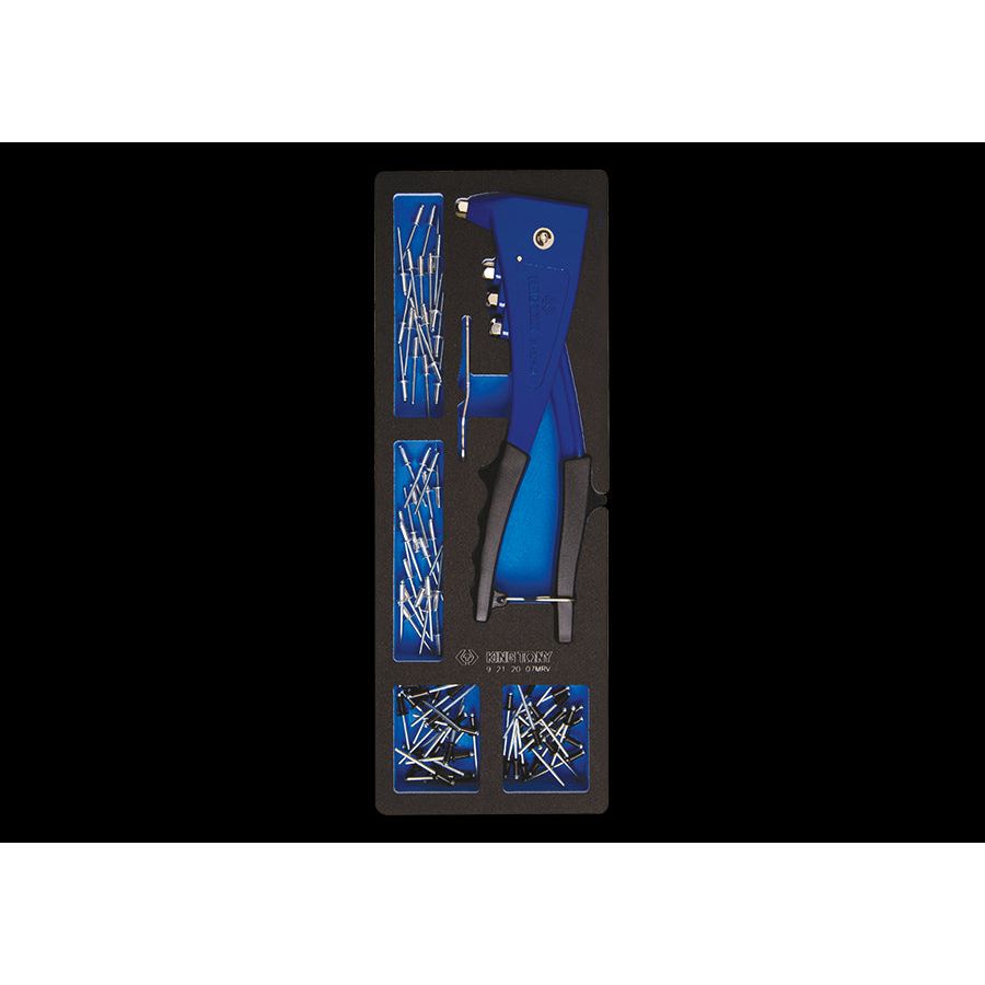 KING TONY Profi-Werkzeuge - Manueller Nietzangenset mit Nieten - 121 tlg. EVAWAVE 9212007MRV