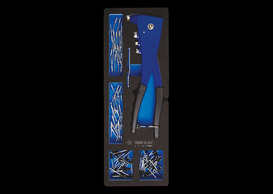 KING TONY Profi-Werkzeuge - Manueller Nietzangenset mit Nieten - 121 tlg. EVAWAVE 9212007MRV