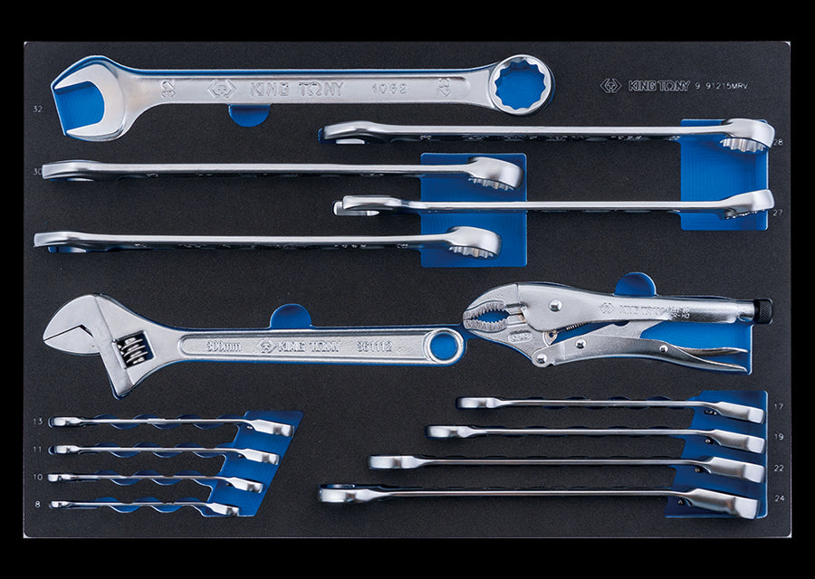 KING TONY Profi-Werkzeuge - Ratschen-Ring-Maulschlüssel-Set - 15 tlg. 991215MRV