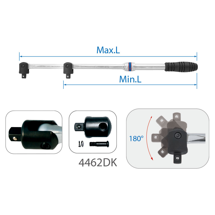 KING TONY Profi-Werkzeuge - 1/2" Gelenkgriff 450-600mm 446124G