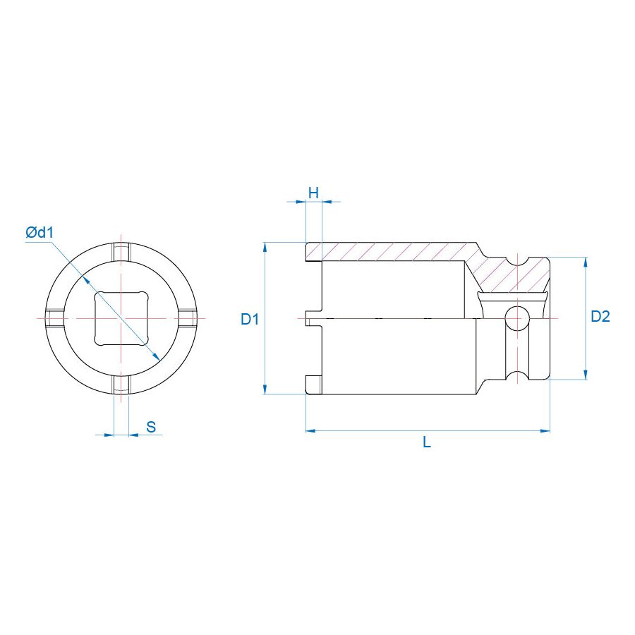 KING TONY Profi-Werkzeuge - Kraft-Steckschlüssel für Sicherungsmuttern, metrisch - 38 mm KM5 44K738M