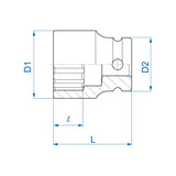 KING TONY Profi-Werkzeuge - 1/2" Kraft-Steckschlüssel, metrisch - 12 mm 453012M