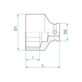 KING TONY Profi-Werkzeuge - 1/2" 12-Kant Kraft-Steckschlüssel, Zoll - 1/2" 453516S