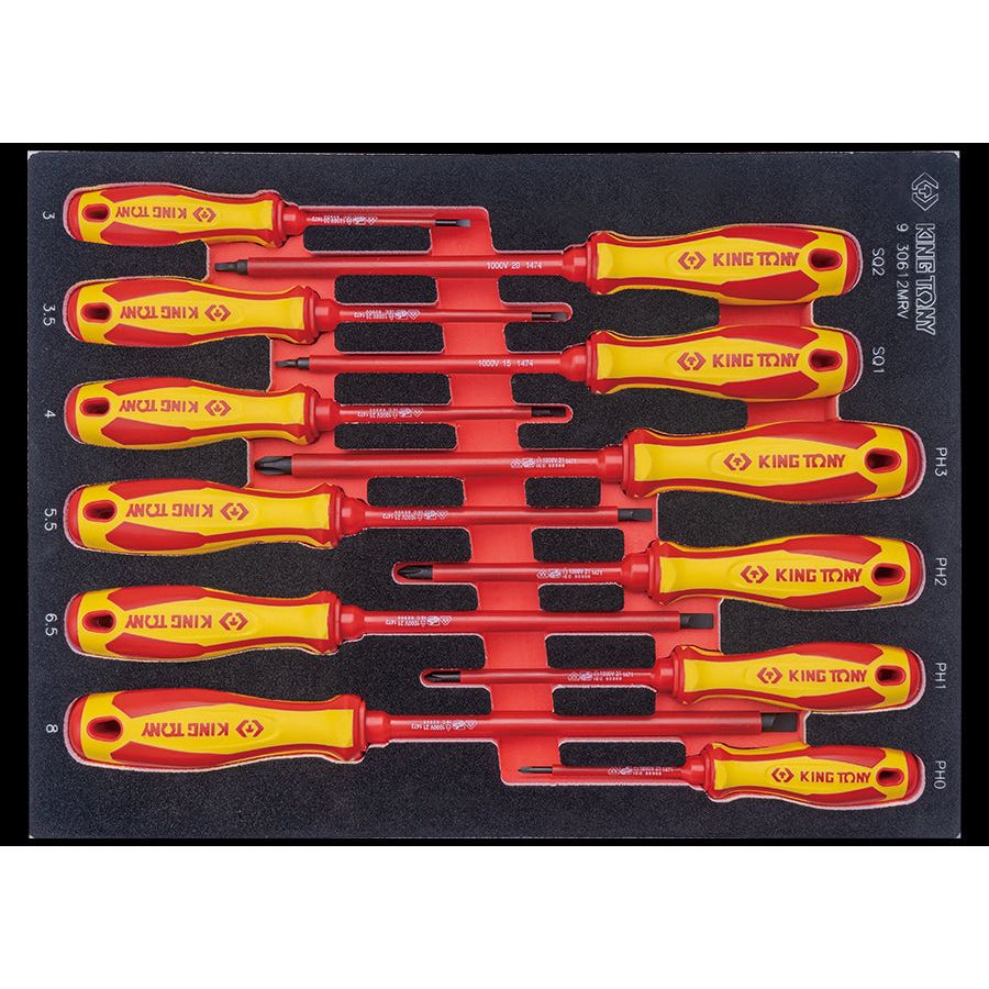 KING TONY Profi-Werkzeuge - VDE isolierter Schraubendreher-Set - 12 tlg. 930612MRV