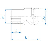 KING TONY Profi-Werkzeuge - 1/2" Kraft-Steckschlüssel, Zoll, lang, Außen-TORX®-Schrauben - E12 457512M