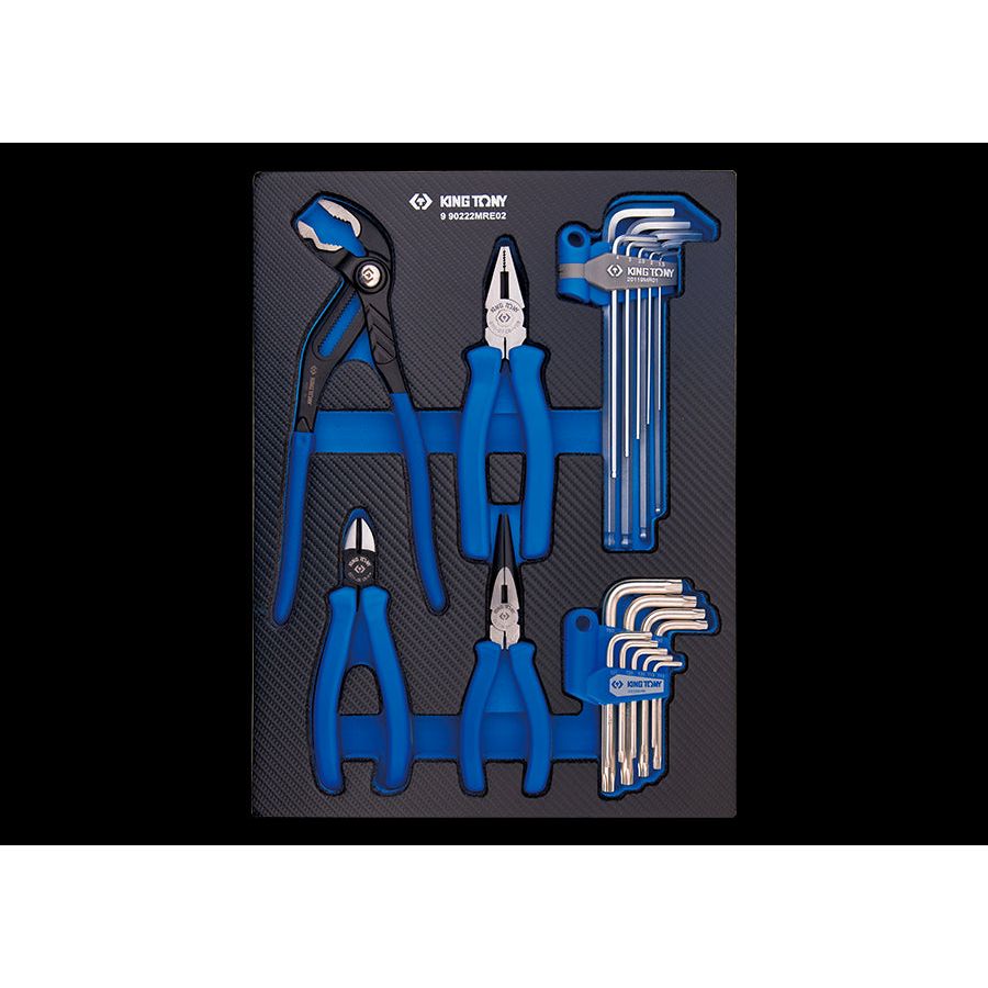 KING TONY Profi-Werkzeuge - Inbusset, mit Zange, EVAWAVE - 22 tlg. 990222MRE02