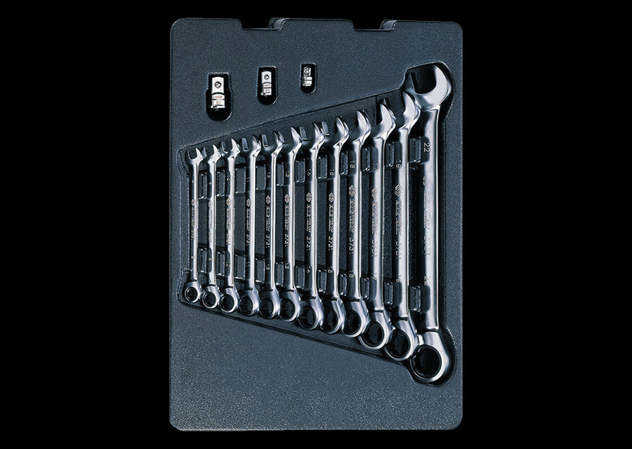 KING TONY Profi-Werkzeuge - Ratschenringschlüssel-Modul-Set, umstellbar - 15 tlg.  (373A) 9102A15MR