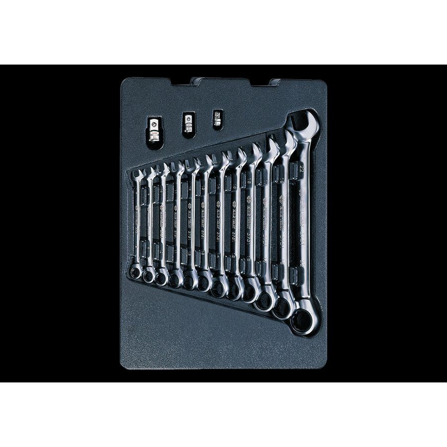KING TONY Profi-Werkzeuge - Ratschenringschlüssel-Modul-Set, umstellbar - 15 tlg.  (373A) 9102A15MR
