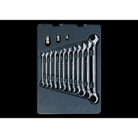 KING TONY Profi-Werkzeuge - Ratschenringschlüssel-Modul-Set, umstellbar - 15 tlg.  (373A) 9102A15MR