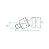KING TONY Profi-Werkzeuge - 1/2" Universal-Kardangelenk, Kugelsicherung - 75 mm 4798P