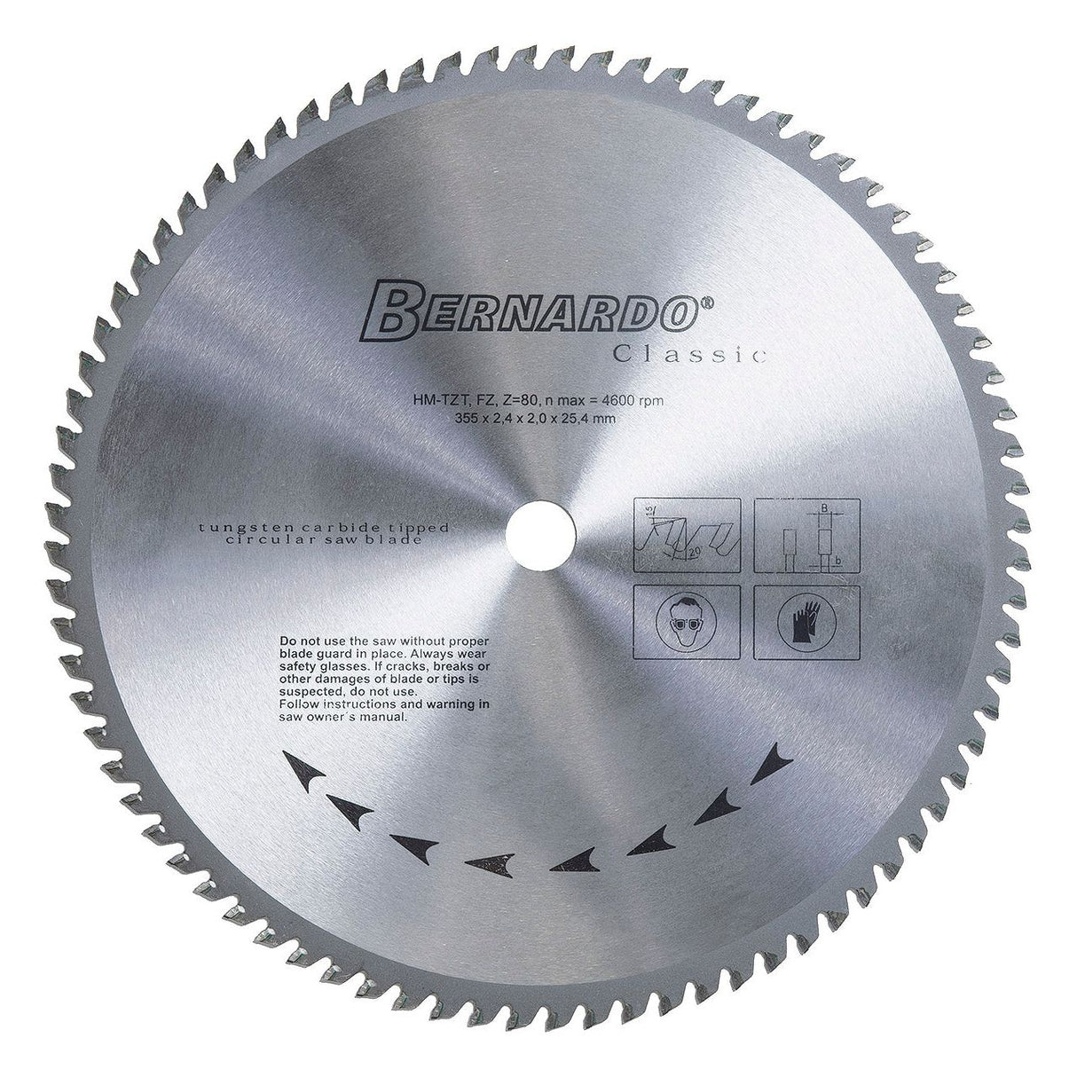 BERNARDO HM-Sägeblätter – Modell HM-Sägeblatt 355 x 2,4 x 25,4 mm, Z 58 für Stahl