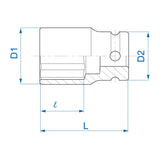 KING TONY Profi-Werkzeuge - 1/2" Kraft-Steckschlüssel, metrisch, lang, dünne Wand - 11 mm 483511M