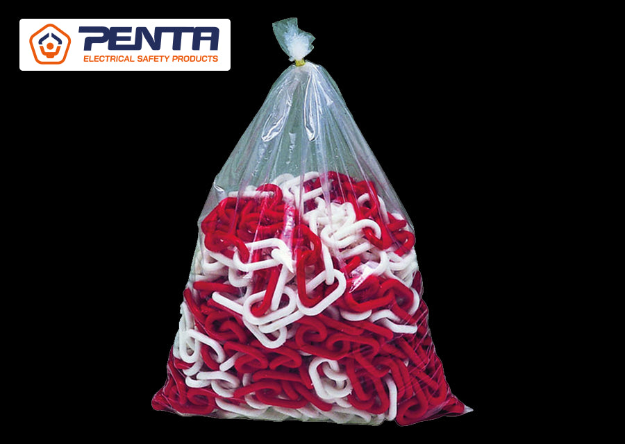 KING TONY Profi-Werkzeuge - Markierungskette aus Kunststoff, rot und weiß 25m Ø8mm S115RB8