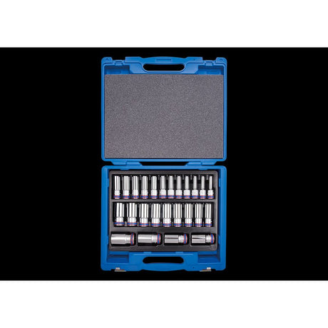 KING TONY Profi-Werkzeuge - 1/2" 6-Kant Steckschlüssel-Set, lang - 25 tlg. 4335MR01